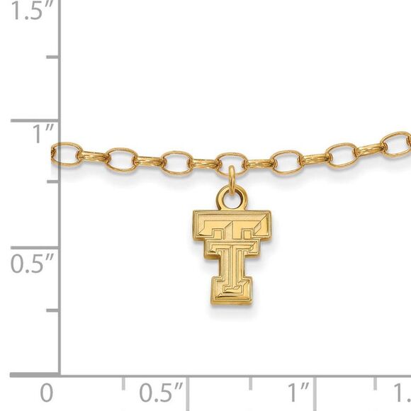 14k Gold Plated Sterling Silver Texas Tech Univ. Anklet, 9 Inch - Picture 2 of 4